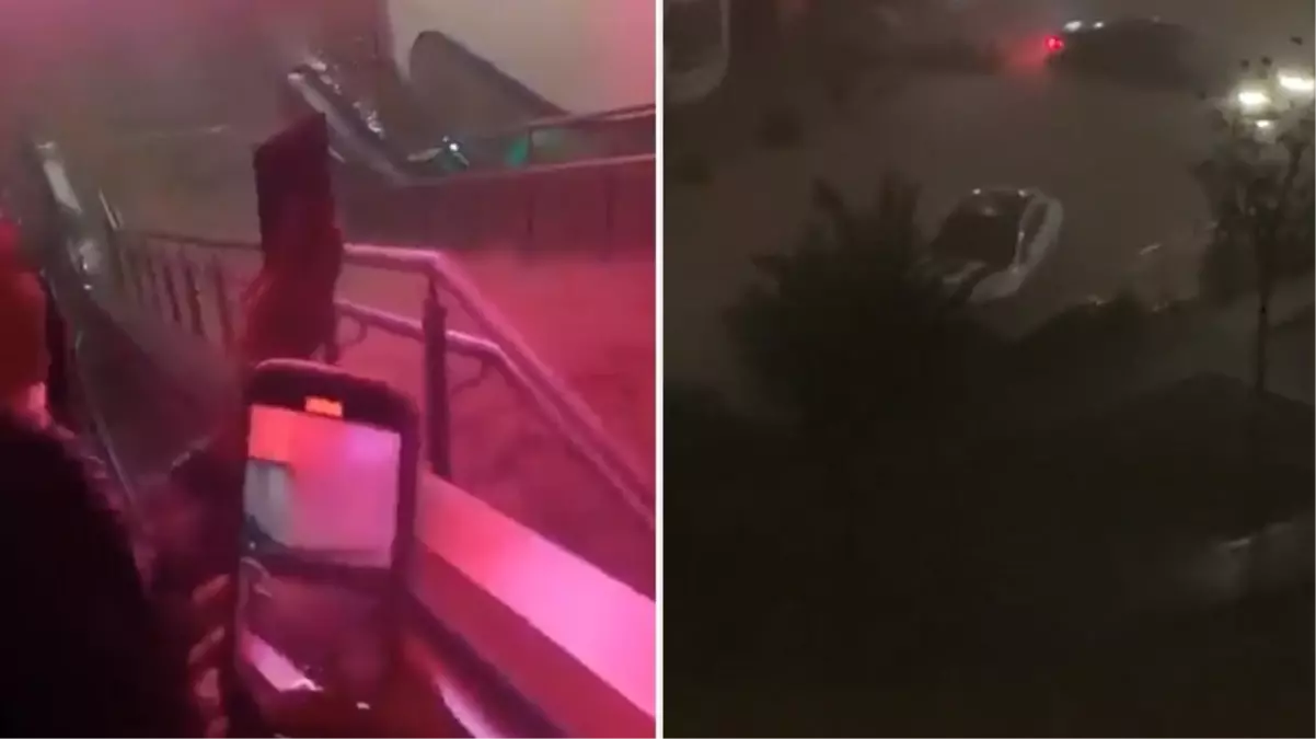 Kuvvetli yağış Başakşehir\'de hayatı felç etti! Metroyu su bastı, araçlar selde sürüklendi