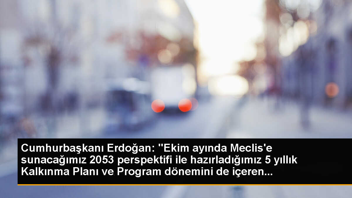 Cumhurbaşkanı Erdoğan: "Ekim ayında Meclis\'e sunacağımız 2053 perspektifi ile hazırladığımız 5 yıllık Kalkınma Planı ve Program dönemini de içeren...