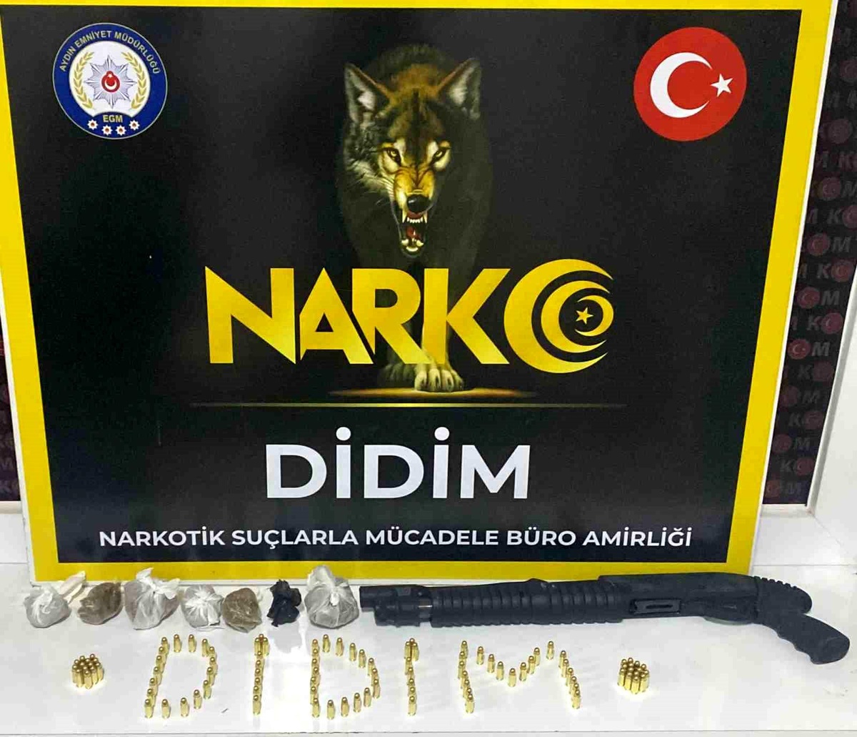 Didim\'de Uyuşturucu Operasyonu: Pompalı Tüfek ve Uyuşturucu Ele Geçirildi