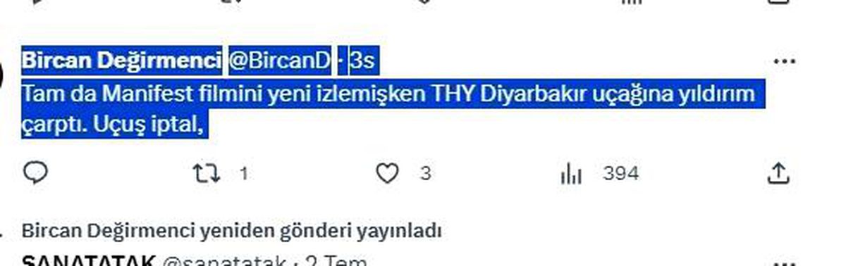 THY İstanbul-Diyarbakır seferini yapan uçağa yıldırım isabet etti