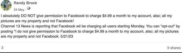 Facebook'un kullanıcılarından 4,99 dolar ücret almaya başlayacağı iddiası Facebook'un kullanıcılarından 4,99 dolar ücret almaya başlayacağı iddiası