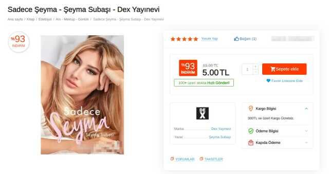 Şeyma Subaşı'nın günlerce reklamını yaptığı kitabının fiyatı 5 liraya kadar düştü