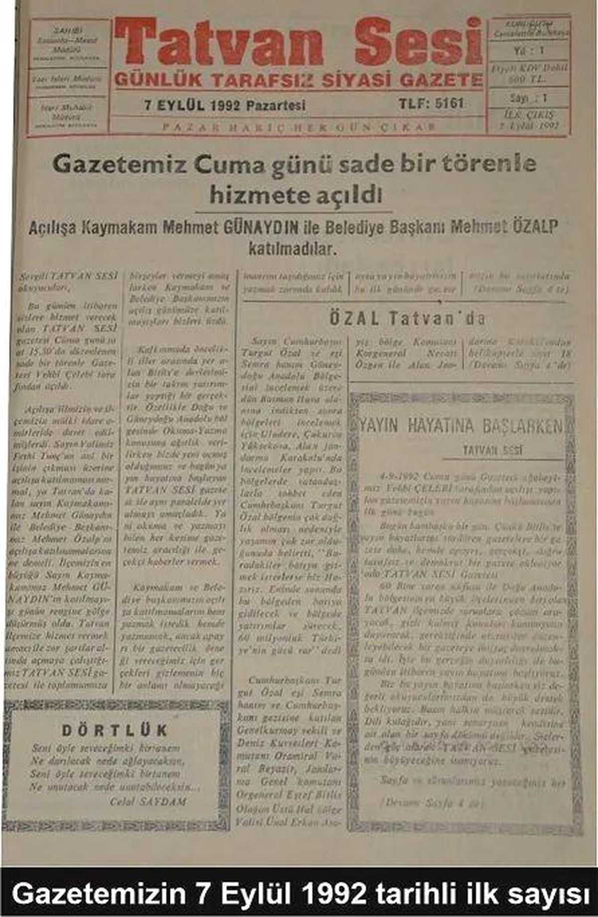 Tatvan Sesi Gazetesi 32. Yılını Kutluyor