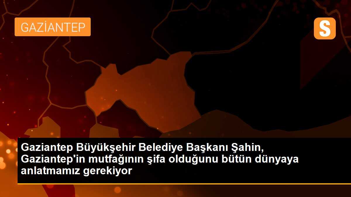 Gaziantep Büyükşehir Belediye Başkanı Şahin, Gaziantep\'in mutfağının şifa olduğunu bütün dünyaya anlatmamız gerekiyor