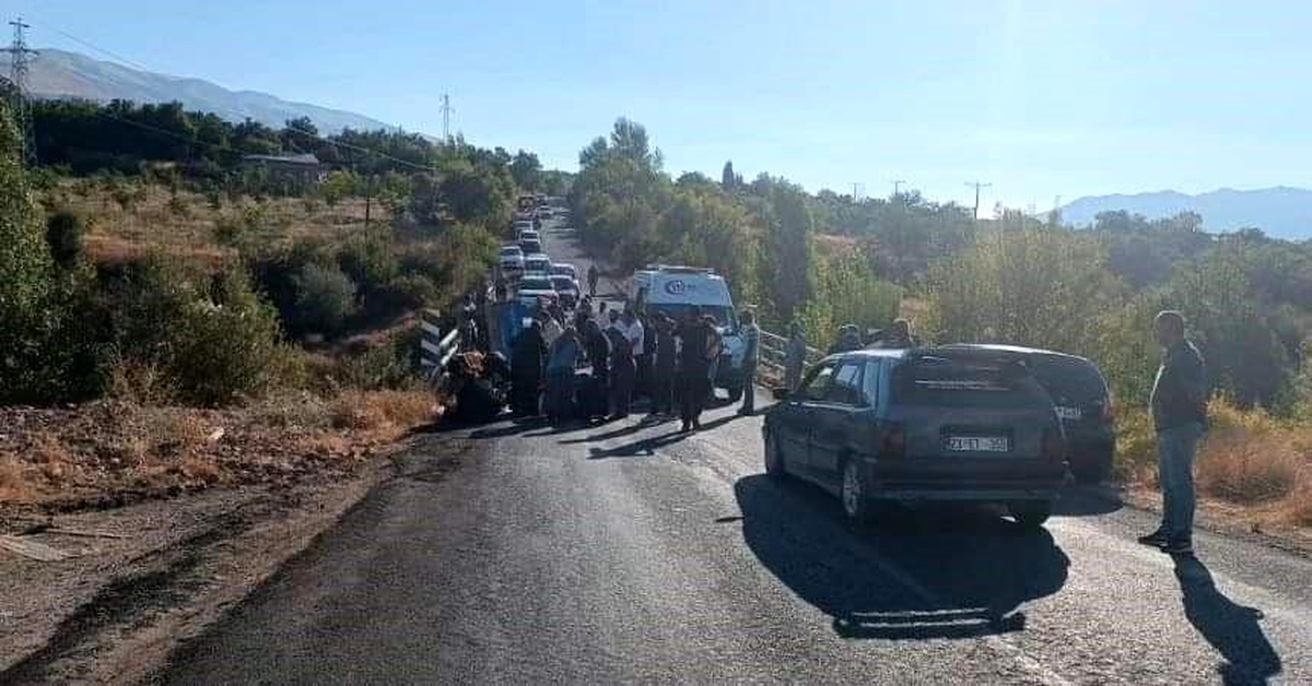 Elazığ\'da piknik için toplanan grubun bulunduğu römorklu çapa makinesi devrildi