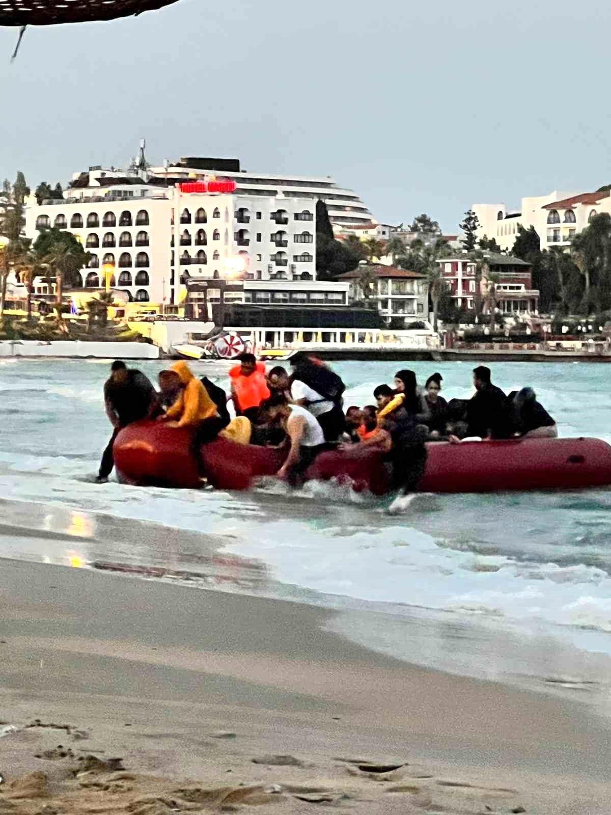 Yunanistan\'a gitmek isteyen kaçak göçmenler Kadınlar Denizi\'nden plaja çıktı