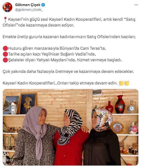 Kayseri Kadın Kooperatifleri Kendi Satış Ofislerinde Hizmet Verecek