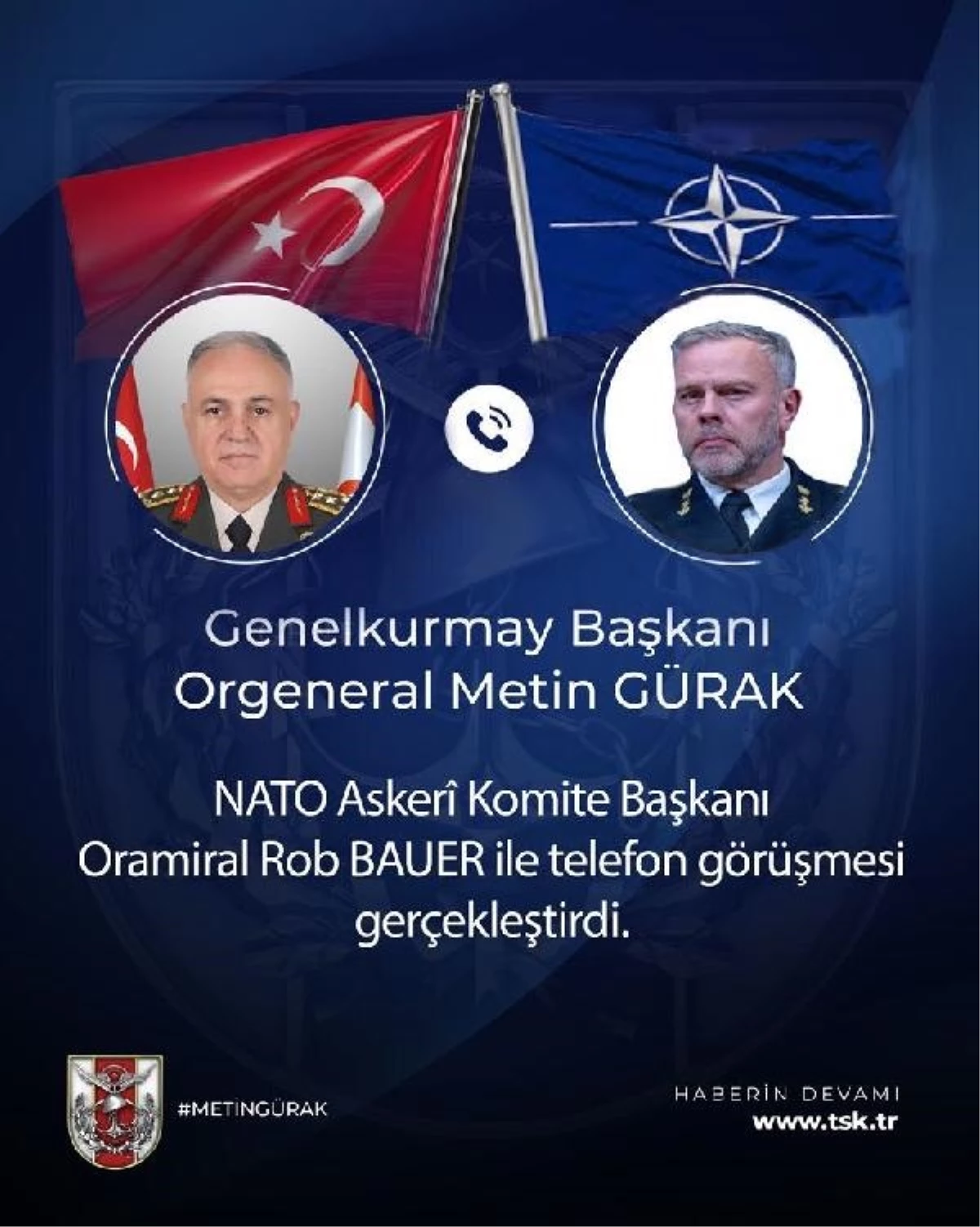 Genelkurmay Başkanı Orgeneral Gürak, NATO Askeri Komite Başkanı Oramiral Bauer ile görüştü