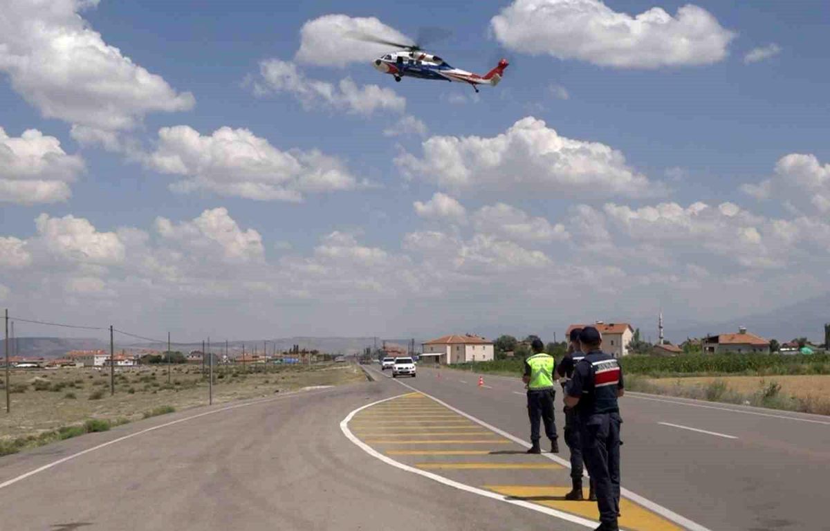 Aksaray\'da Helikopter Destekli Trafik Denetimi
