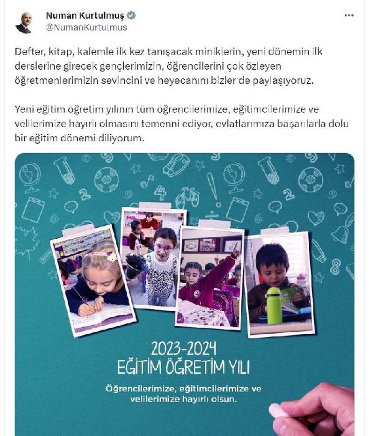 TBMM Başkanı Numan Kurtulmuş\'tan Yeni Eğitim Öğretim Yılı Mesajı
