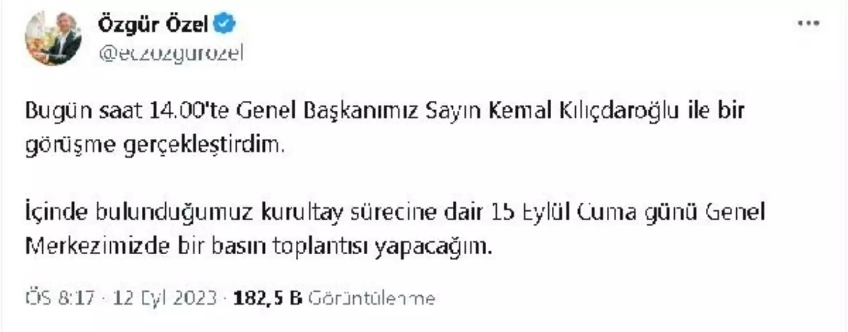 CHP Grup Başkanı Özgür Özel, Kemal Kılıçdaroğlu ile görüştü ve basın toplantısı düzenleyecek
