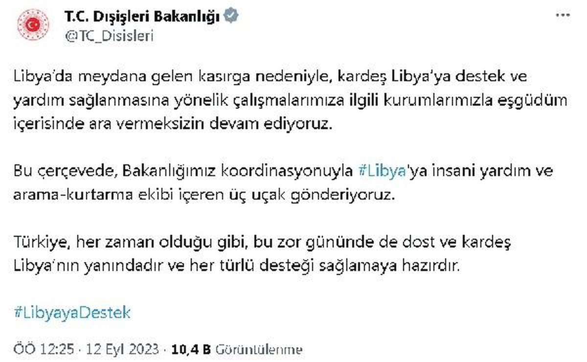 Türkiye, Libya\'ya yardım için 3 uçak gönderiyor