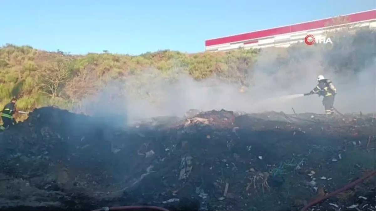 Kereste fabrikasının yanında çıkan yangın korkuttu