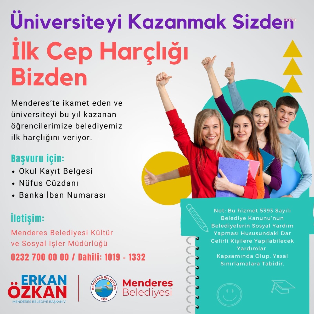 Menderes Belediyesi Üniversiteye Başlayacak Öğrencilere Maddi Destek Sağlıyor