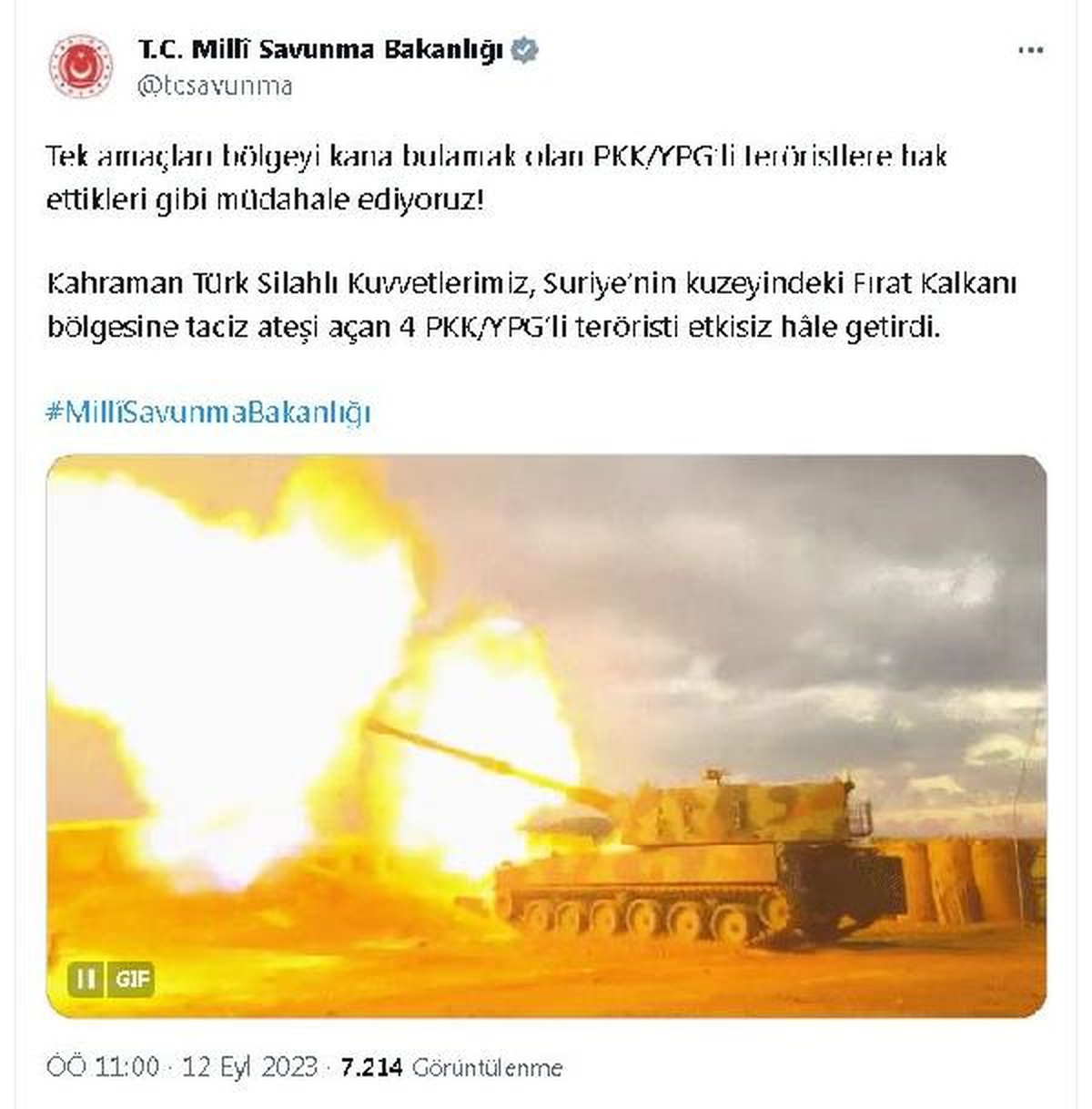 Fırat Kalkanı Operasyonu Bölgesinde 4 PKK/YPG\'li Terörist Etkisiz Hale Getirildi