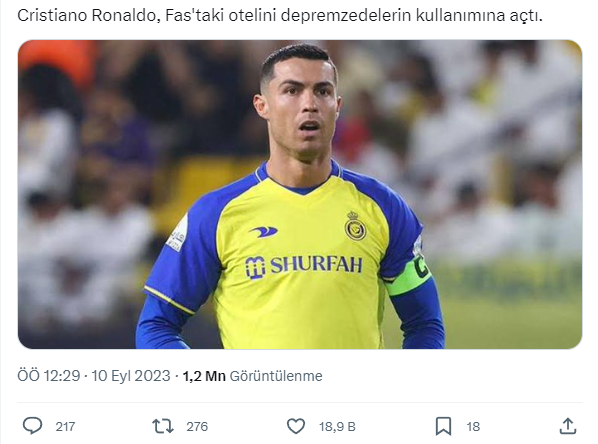 Ronaldo'nun depremin ardından Fas'taki otelini depremzedelere açtığı iddiası