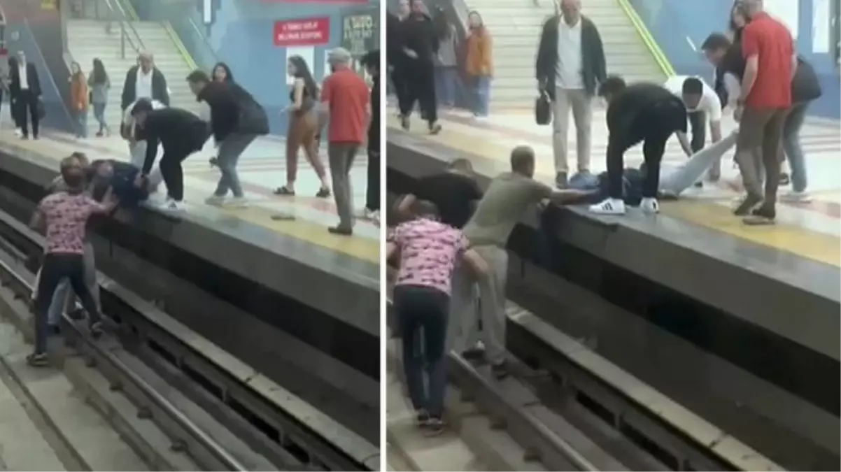 Ankara\'da metro beklerken rahatsızlanan kadın raylara düştü