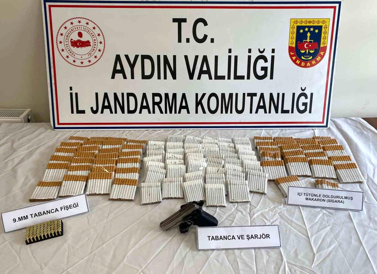 Aydın\'da Kaçak Sigara Operasyonu: 115 Paket İçi Tütün ve 1 Tabanca Ele Geçirildi