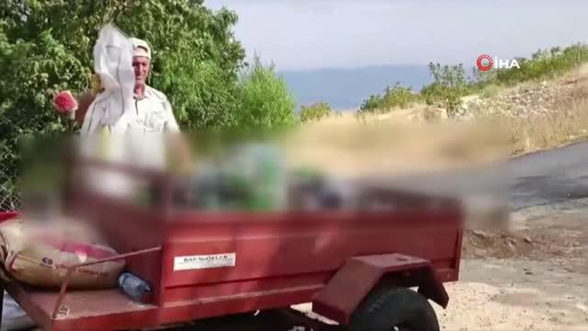 Dede ve torunu dağ yolu ve etrafına atılan alkol şişelerini topladılar