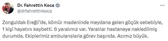 Zonguldak'ta maden ocağında göçük: 1 işçi hayatını kaybetti, 6 kişi yaralı Zonguldak'ta maden ocağında göçük: 1 işçi hayatını kaybetti, 6 kişi yaralı