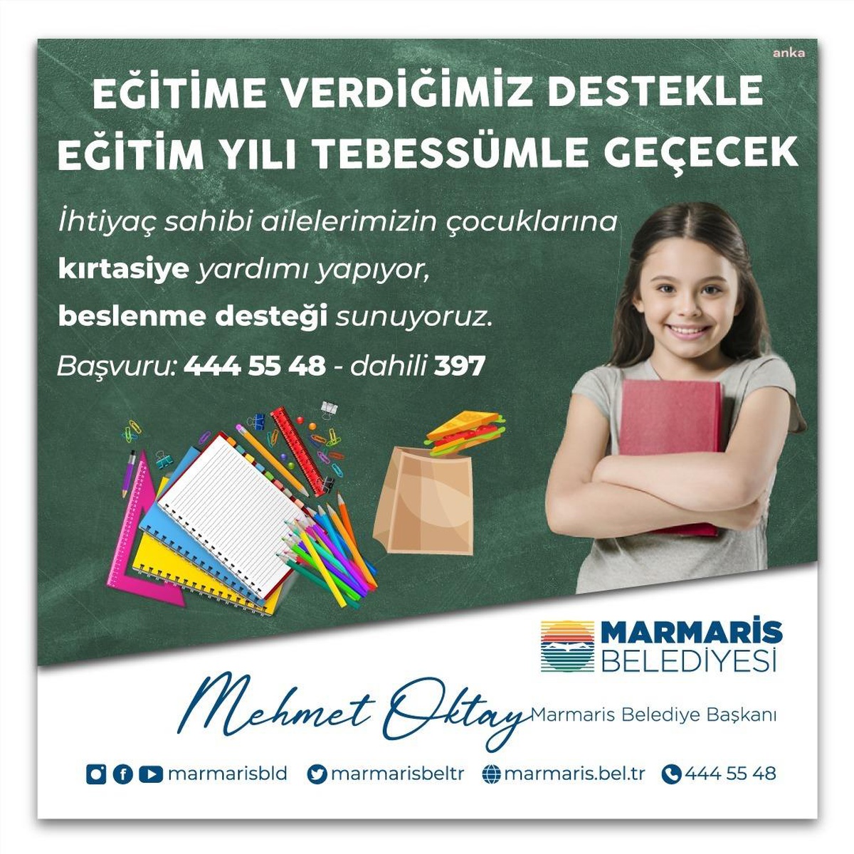 Marmaris Belediyesi, İhtiyaç Sahibi Ailelere Kırtasiye Desteği ve Beslenme Çantası Dağıtıyor