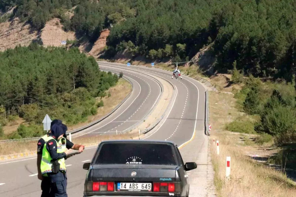 Bolu\'da cayrokopterli trafik denetimi: 17 sürücüye ceza, 7 araç trafikten men edildi