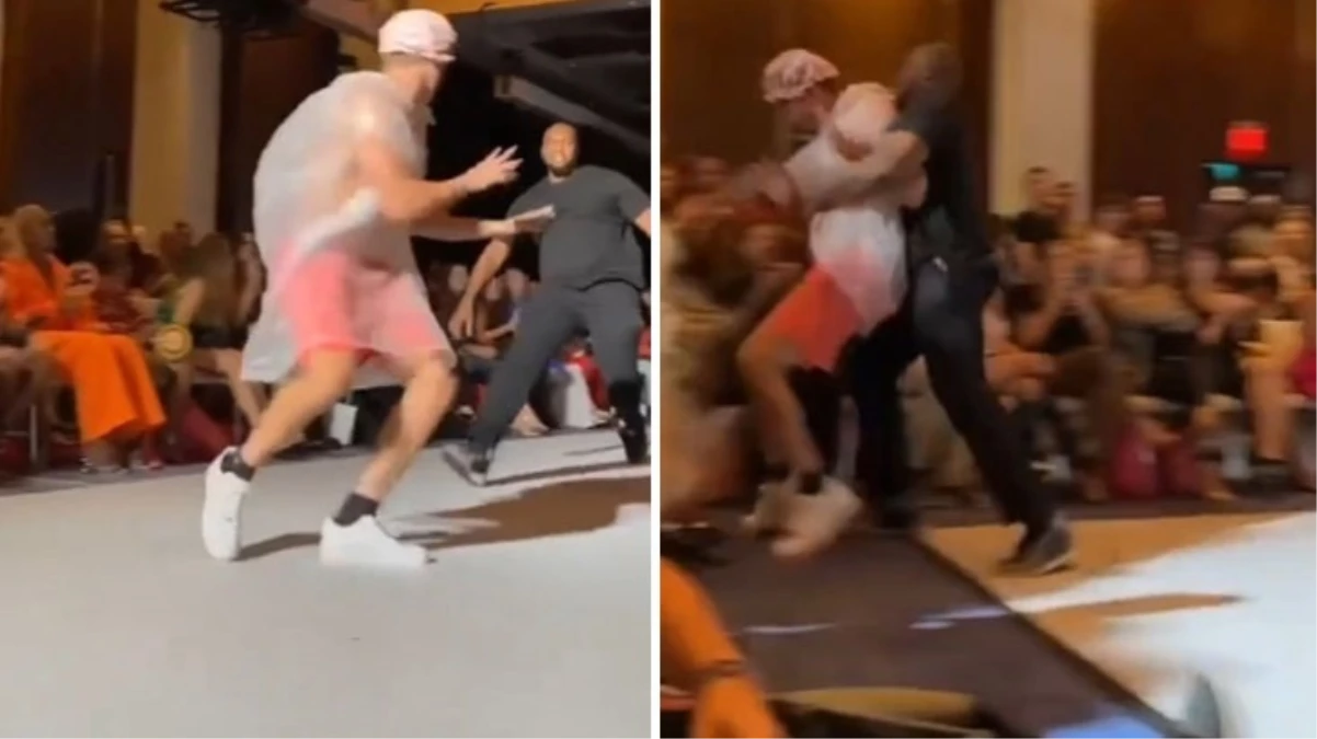New York Moda Haftası\'nda çöp poşeti giyerek şaka yapmak isteyen YouTuber, podyumdan indirildi