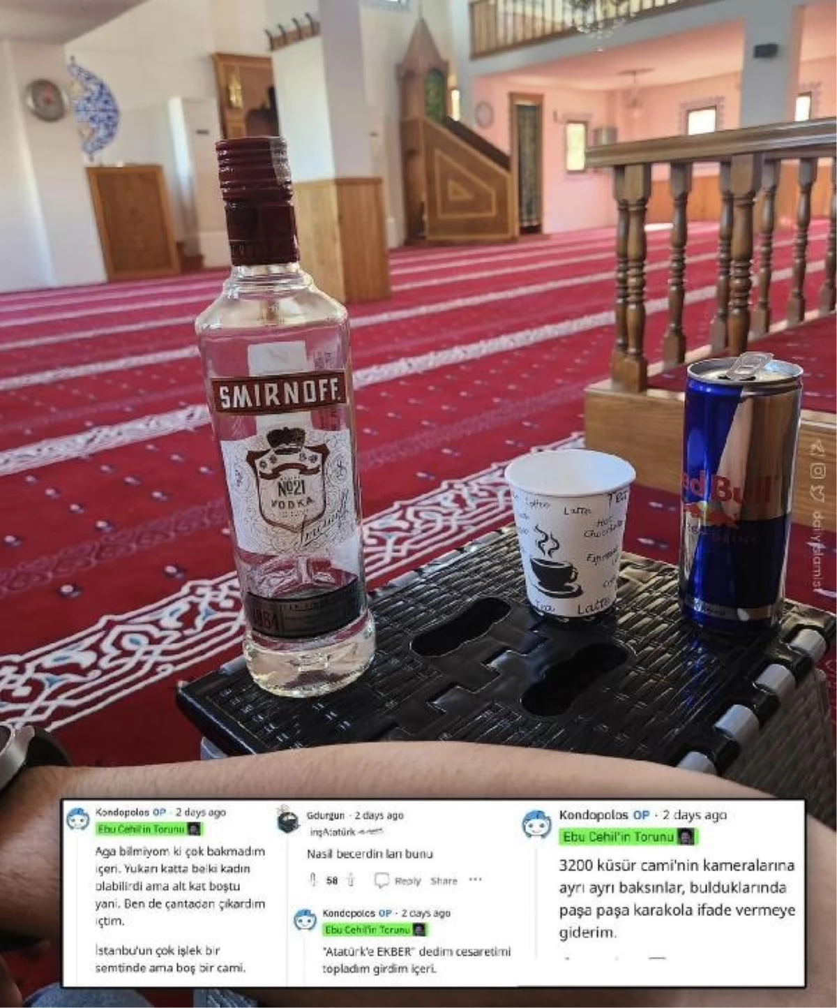 Sosyal medyada camide alkol şişesi paylaşan kişi yakalandı