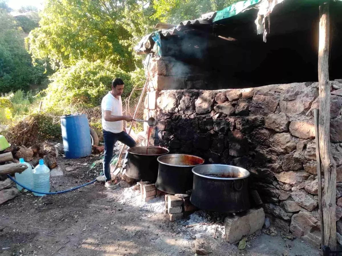 Batman\'da Üzüm Hasadıyla Birlikte Pekmez Kazanları Kaynamaya Başladı