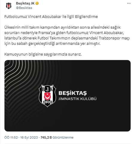 Vincent Aboubakar, Trabzonspor maçı için antrenmanda yer aldı