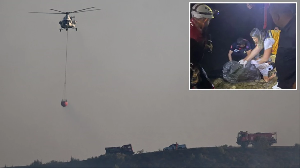 İzmir\'deki orman yangınına müdahale eden helikopter Tahtalı Barajı\'na düştü: 1 kişi kurtarıldı, 3 kişi aranıyor
