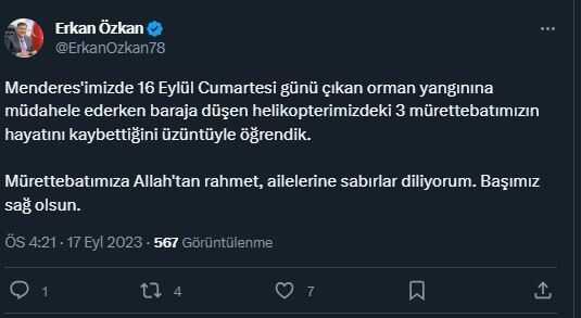 Son Dakika: İzmir'in Menderes ilçesinde baraja düşen yangın söndürme helikopterindeki 3 mürettebatın cansız bedeni bulundu