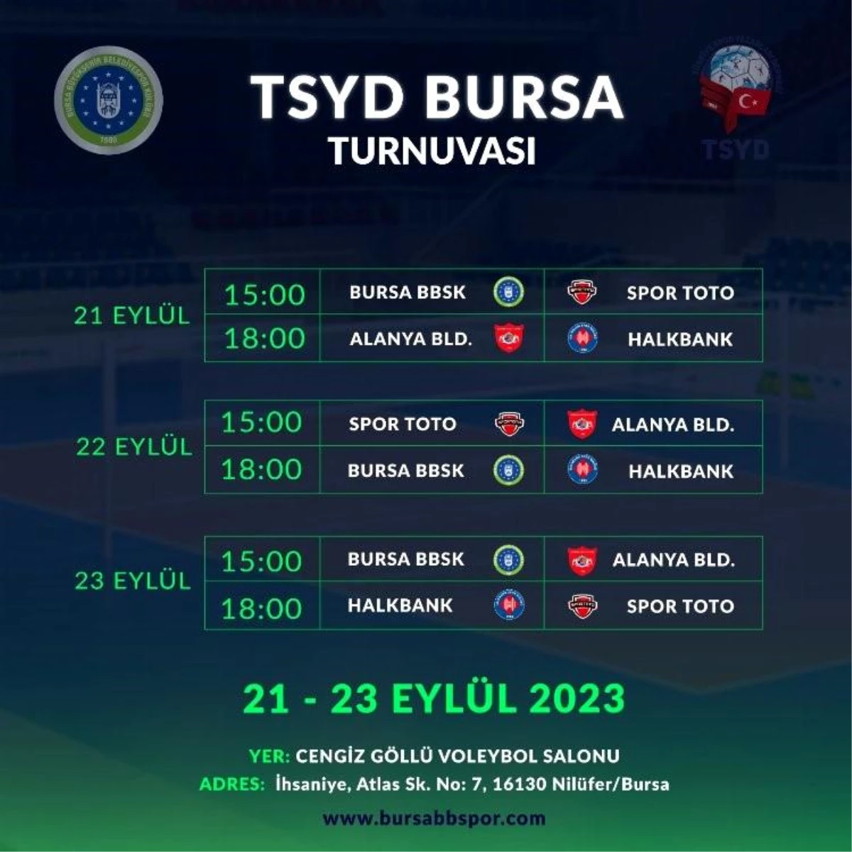 TSYD Bursa Voleybol Turnuvası 21-23 Eylül 2023 Tarihleri Arasında Yapılacak
