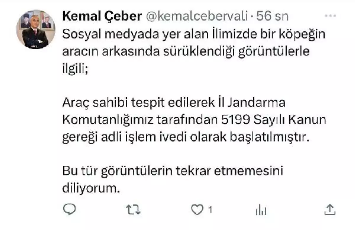 Gaziantep'te köpeği sürükleyen araç sahibi yakalandı