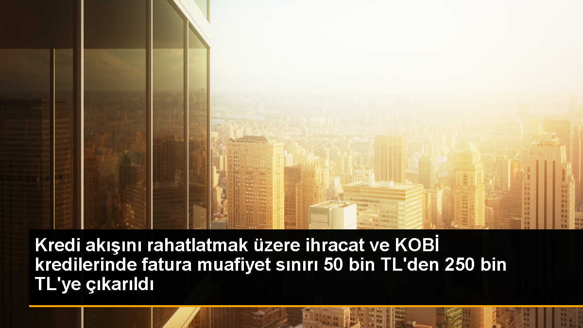 Kredi akışını rahatlatmak üzere ihracat ve KOBİ kredilerinde fatura muafiyet sınırı 50 bin TL\'den 250 bin TL\'ye çıkarıldı