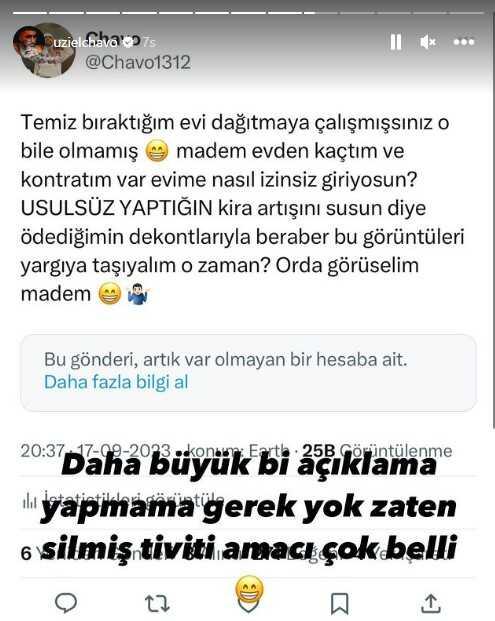 Uzi, kirayı ödemeyerek kaçtığını iddia eden ev sahibine gözdağı verdi: Bu görüntüleri yargıya taşıyalım