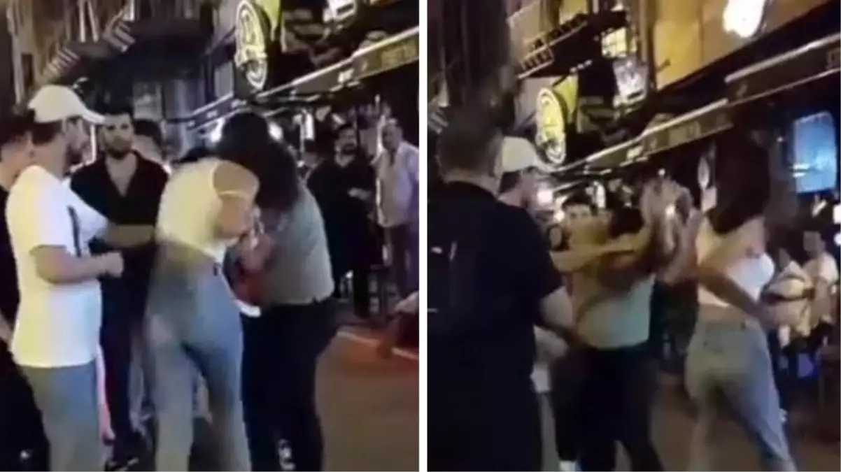 Görüntü İstanbul\'dan! Erkek arkadaşını herkesin içinde dinlene dinlene dövdü