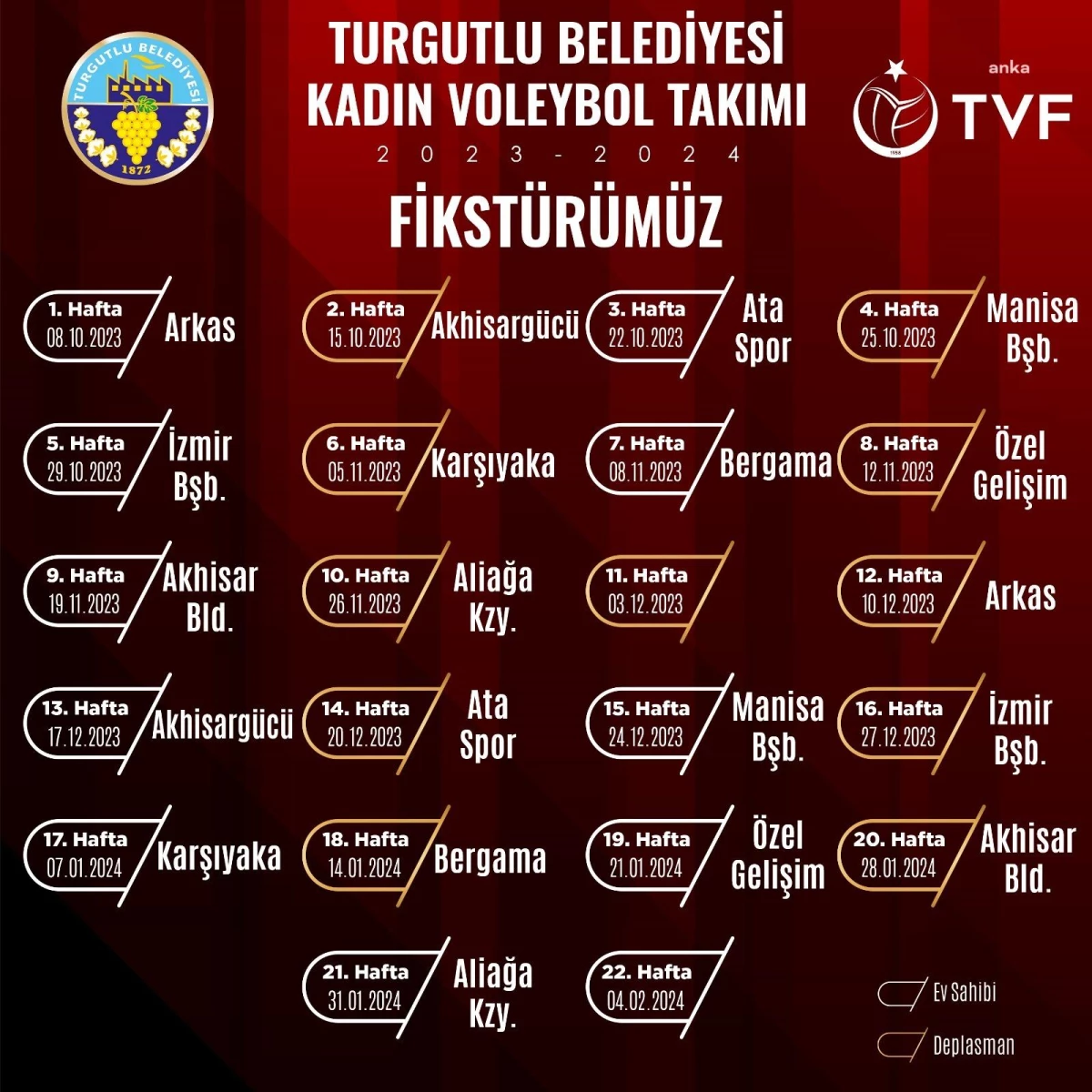 Turgutlu Belediyesi Kadın Voleybol Takımı\'nın Maç Programı Belli Oldu