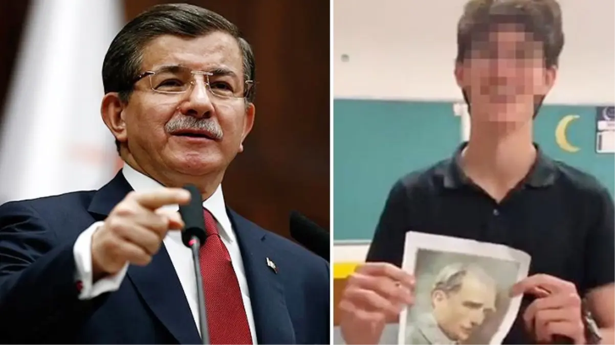 Davutoğlu\'ndan, Atatürk\'ün fotoğrafıyla uygunsuz hareketler yapan gencin tutuklanmasına tepki 