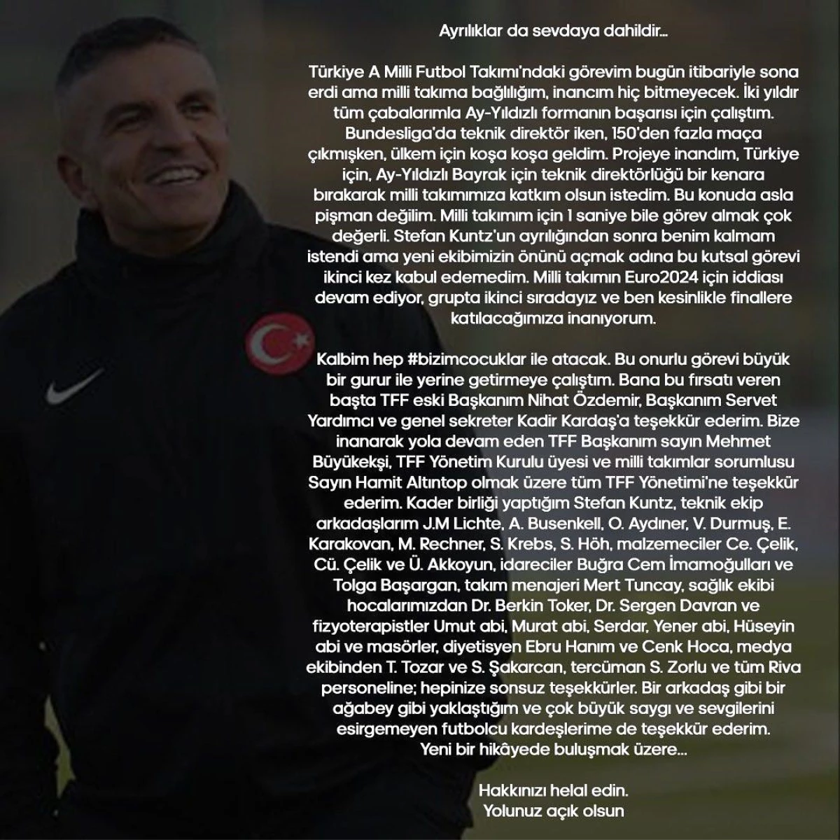 Teknik Direktör Stefan Kuntz\'un, A Milli Futbol Takımı\'nda yardımcılığını yapan Kenan Koçak da görevinden ayrıldığını duyurdu.