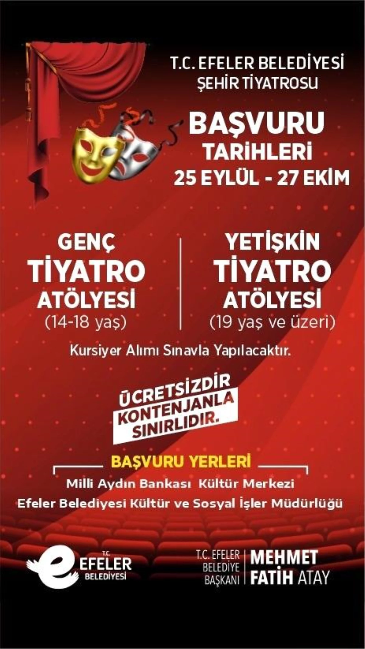 Efeler Belediyesi Şehir Tiyatrosu Tiyatro Atölyeleri Yeni Dönem Başlıyor