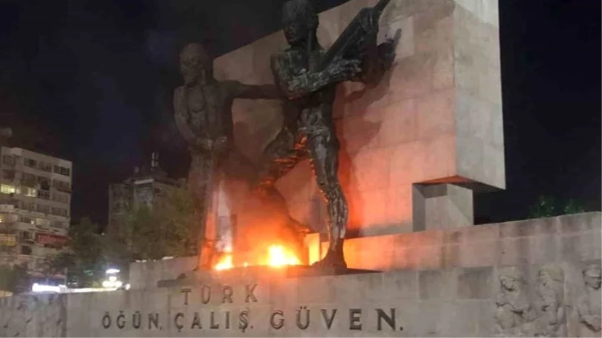 Akıl sağlığı yerinde olmayan şahıs Ankara Güvenpark\'taki anıtı yaktı
