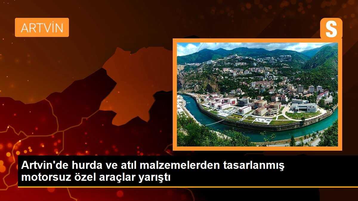 Artvin\'de hurda ve atıl malzemelerden tasarlanmış motorsuz özel araçlar yarıştı