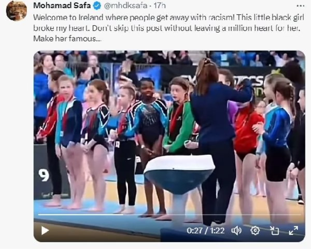 İrlanda\'da Jimnastik Oyunlarında Siyahi Çocuğa Madalya Verilmemesi Olayı