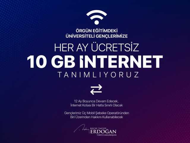 Cumhurbaşkanı Erdoğan'dan gençlere ücretsiz internet ve Genç Kart müjdesi
