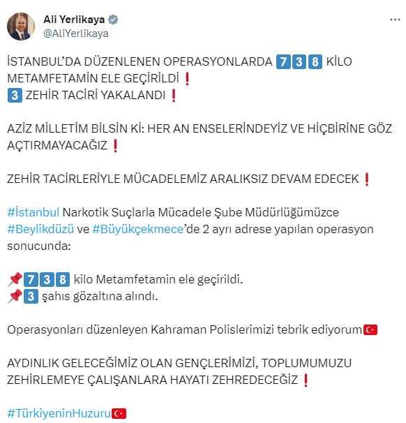 İstanbul'da 2 adrese operasyon! 738 kilo uyuşturucu madde ele geçirildi, 3 şüpheli yakalandı