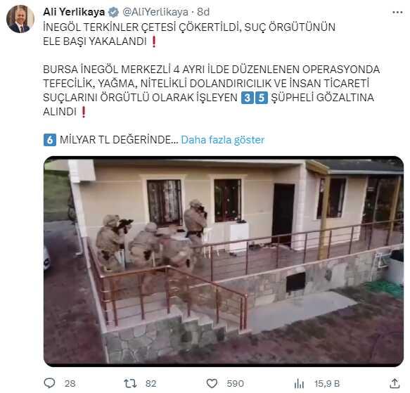 Son Dakika! Organize suç örgütü İnegöl Terkinler çetesi çökertildi, operasyonda elebaşı dahil 35 kişi gözaltında