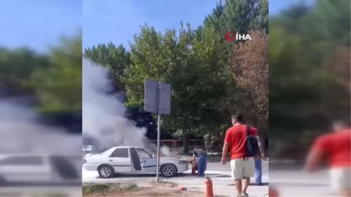 Eskişehir\'de seyir halindeki otomobil alev aldı