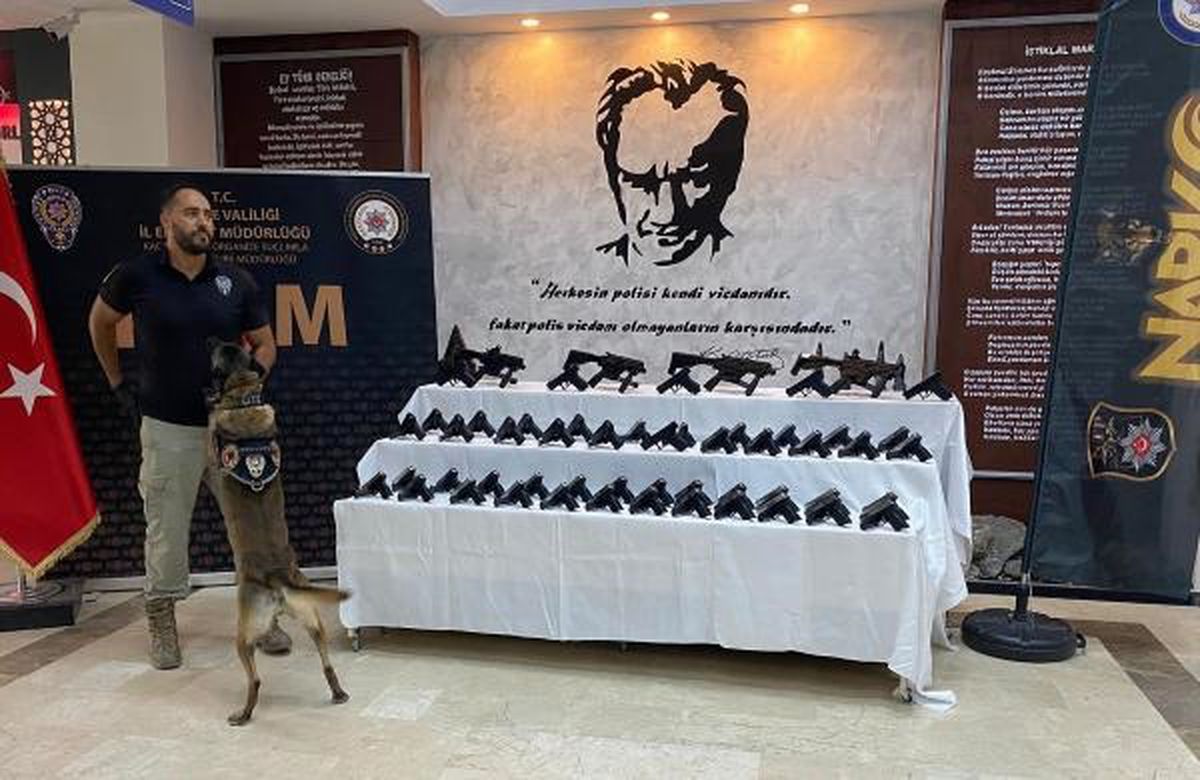 Edirne'de Bulgaristan'a çıkış yapmak üzere olan TIR'da 50 tabanca ve 4 yarı otomatik makineli tüfek ele geçirildi