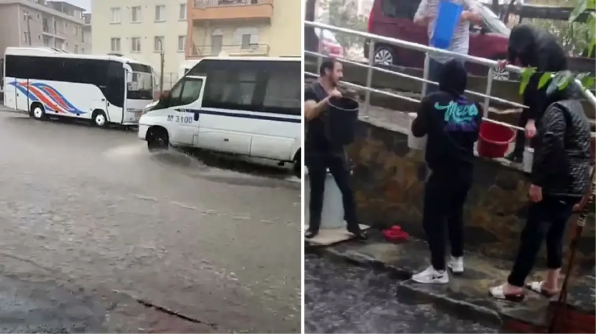 İstanbul Büyükçekmece\'de sağanak yağış sonrası yollar göle döndü